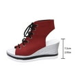thumbnail image 5 of Hopeusnice Women's Sandals Non-Slip Breathable Cloth Materials Summer Shoes Soft Open Toe Trendy Thick-Soled Heel Comfortable Walking Shoes Red 42, 5 of 5