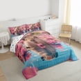 thumbnail image 3 of Homewish Kawaii Capybara Bedding Comforter Set,Lotus Flower Floral Twin Comforter Sets,Pink Brown Blue Bedding Set For Girls Teens,Microfiber Bedroom Decor Reversible,2-Piece, 3 of 8