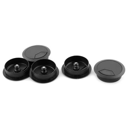 - Computer Desk Table Plastic Adjustable Wire Grommet Cable Hole Cover Black 5pcs
