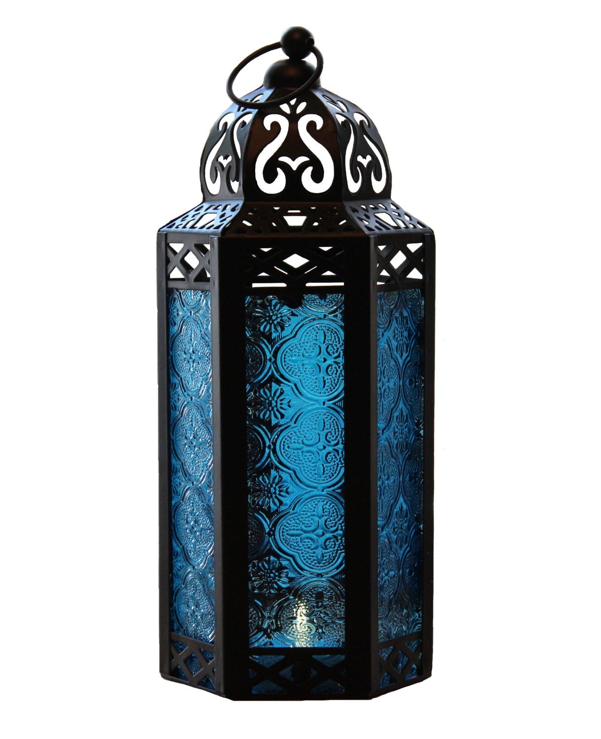 Blue Gl Decorative Moroccan Style Candle Lantern