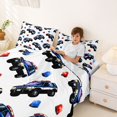 thumbnail image 3 of Manfei Police Car Bed Sheets,Boys Friendly Pattern Full Size Sheets,White,4-Piece,1 Flat Sheet, 1 Fitted Sheet and 2 Pillowcases, 3 of 6