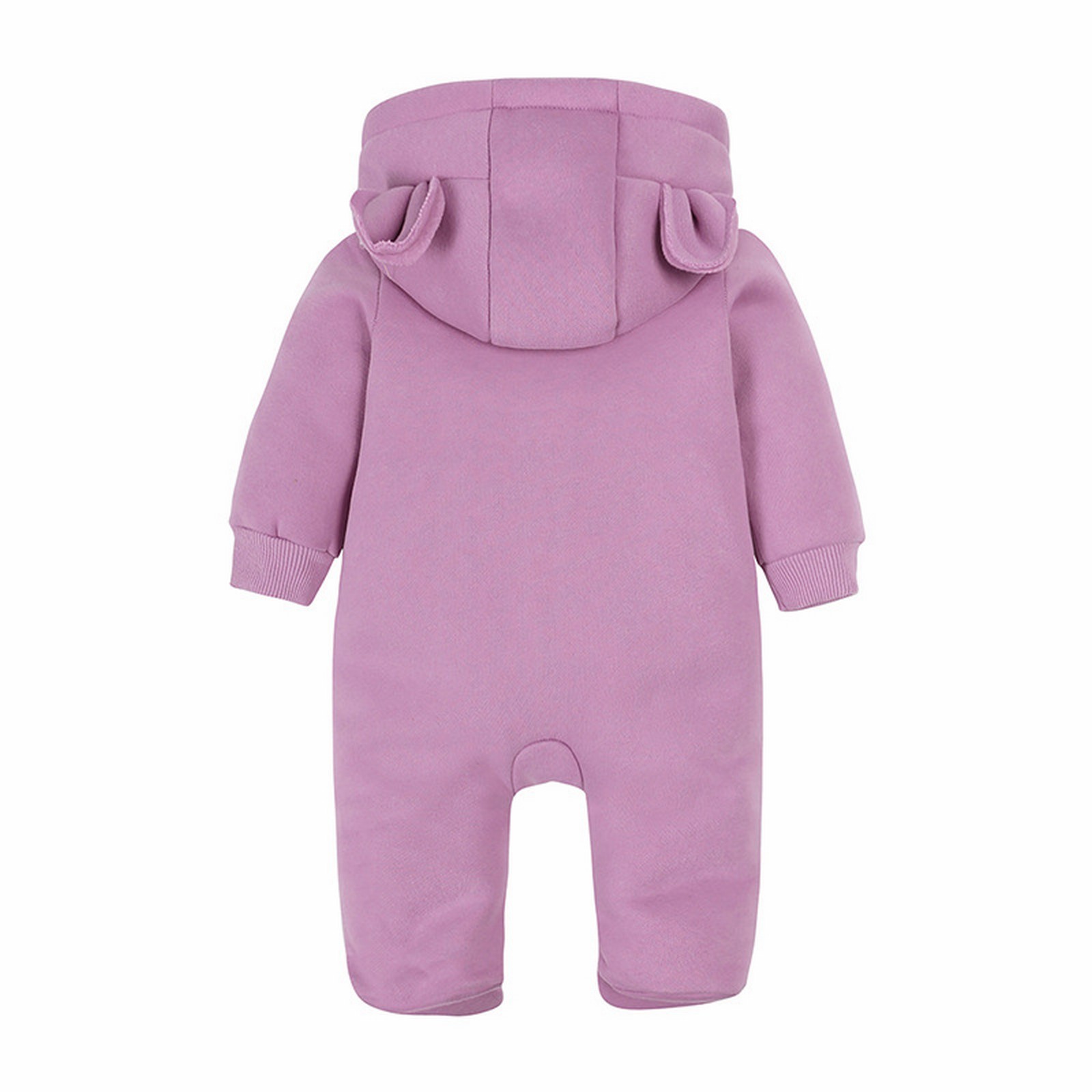 UACY Baby Fleece Jumpsuit Newborn Boys Girls Fuzzy Bear Ears Hooded Outfits Winter Warm Snowsuit Zip Up Onesie (Purple, 3-6 Months)