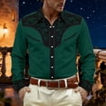 thumbnail image 2 of xfsWaSs Western Cowboy Shirts For Men Casual Button Down Long Sleeve Shirt Floral Embroidered Festival Shirts Holiday Celebration Retro Party Tops, 2 of 4