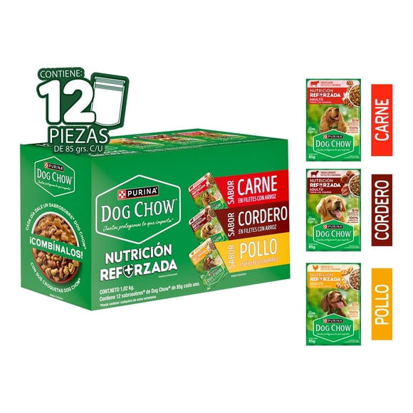 Alimento húmedo para Perro Purina Dog Chow Adulto pouches Multisabor 12 Pack