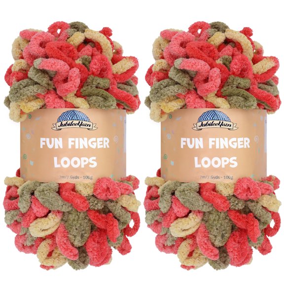 JubileeYarn Fun Finger Loops Yarn - Jumbo Polyester - 100g/Skein - Janus - 2 Skeins