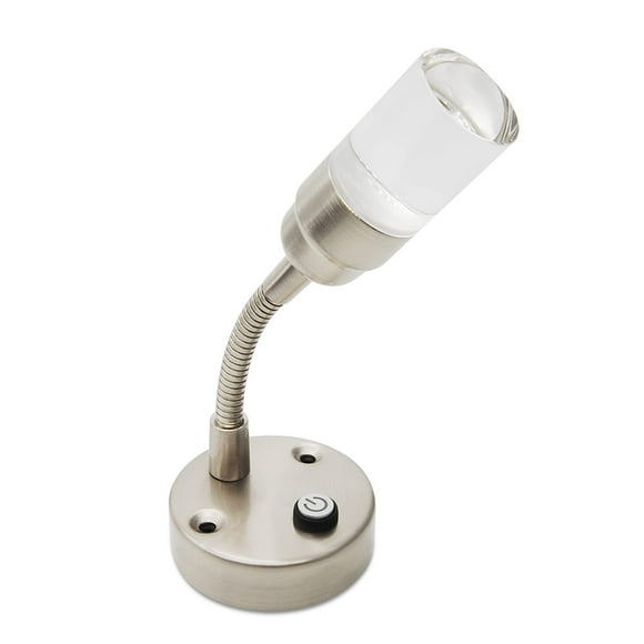 Dream lighting 12V LED Reading Light Nickel Brushed Lampshade- 2-Phased Bedside Lamp - Warm White/Blue Lighting Map Light