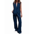 thumbnail image 2 of Conjuntos de 2 Piezas para Mujer: Chaleco Sin Mangas y Pantalón , Conjunto de Blazer Informal de Negocios. Azul Marino S, 2 of 6