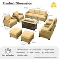 thumbnail image 4 of Vcatnet 10 Pieces Outdoor Patio Conversation Set with 54" Fire Pit Wicker High Back Sectional Sofa Furniture Beige, 4 of 10