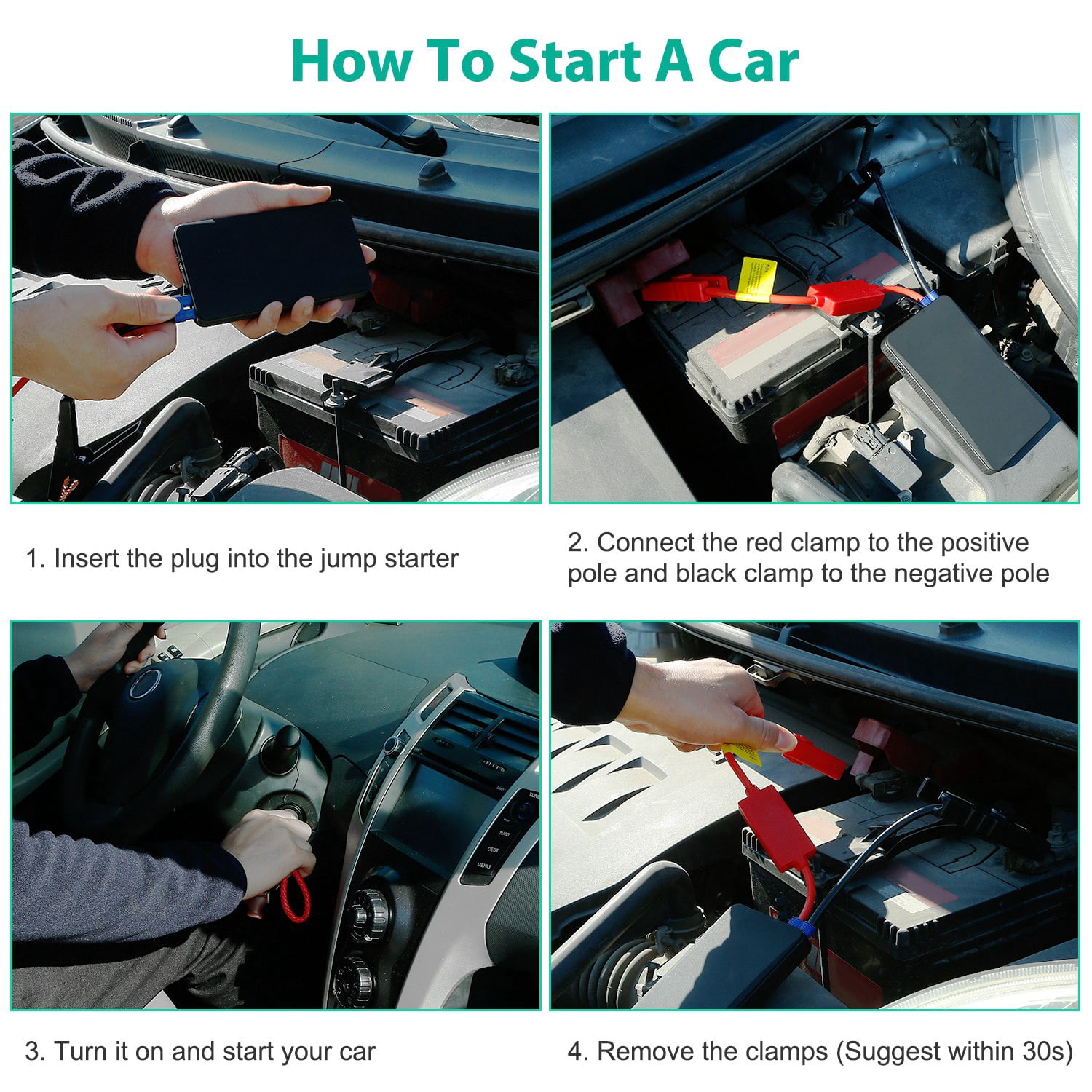 iMounTEK 12V Car Jumper Starter 400A Peak 20000mAh Battery Charger Power Bank