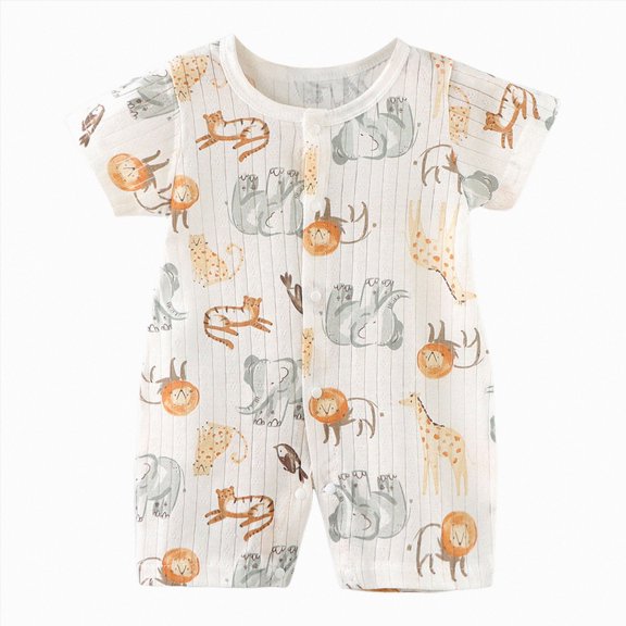 enyan Newborn Boy Outfits 1-24M Baby Clothing Set Cotton Summer Funny Print Short Sleeve Infant Jumpsuits Orange,18-24 Months