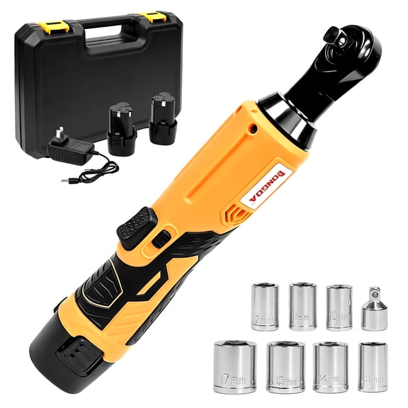 Cordless Electric Ratchet Wrench Set, 3/8" 12V Power Ratchet Tool Kit With 2 Packs Lithium-Ion Battery And Charger