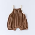 thumbnail image 2 of THDHVS Girl Outfits,Newborn Girl Clothes,Toddler Girl Summer Clothes Solid Romper Spaghetti Strap Halter Jumpsuit Infant Summer Sling Playsuit Coffee, 2 of 3