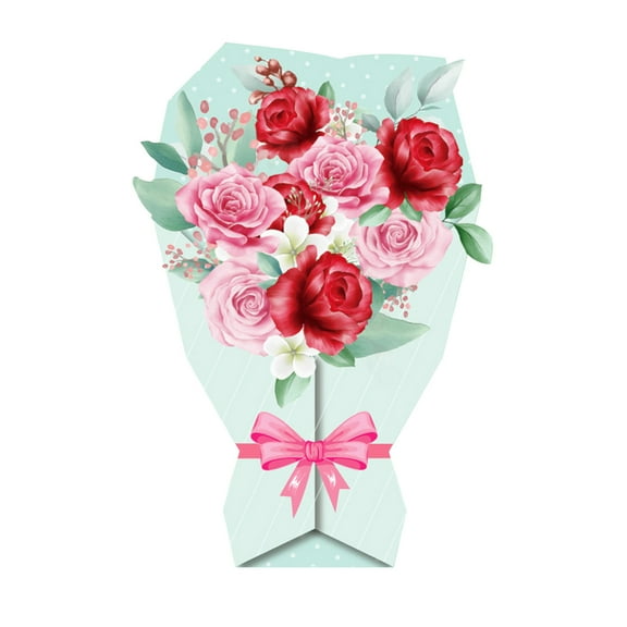 3D Mother's Day Bouquet Greeting Card 6.69x4.72in | Handmade Eco-Friendly Paper Flower Card with Envelope | Birthday/Thanksgiving Gift for Mom (Green/Yellow/Pink 0.04lb)