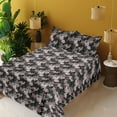 thumbnail image 2 of Ambesonne Nature Fitted & Flat Sheet with Sham 3 Pcs Set, Wild Exotic Flower Leaves, Twin, Pale Pink and Charcoal Grey, 2 of 5