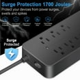 thumbnail image 6 of 10ft Cord 4 USB Ports (1 USB C) Surge Protector Power Strip, Extension Cord for Home Office, ETL Listed, Black, 6 of 7