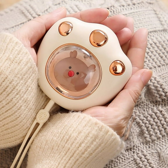 Portable Hand Warmer 2400Mah USB Charge Power Bank Rechargeable Mini for Winter Outdoor Hiking White