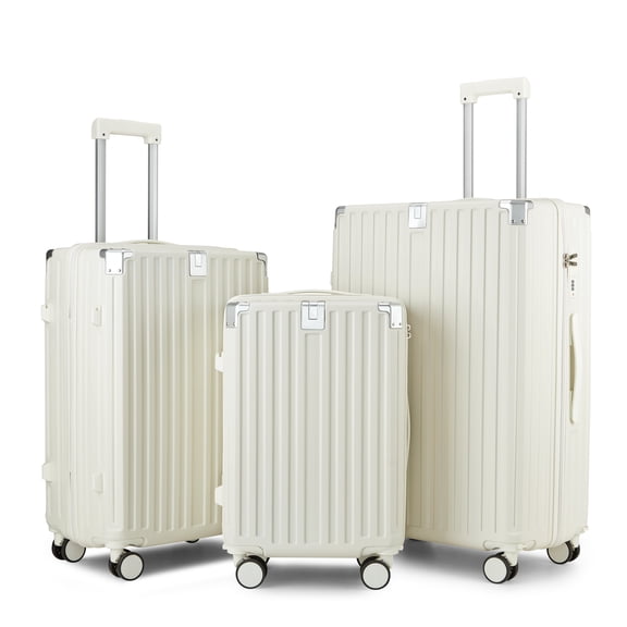 5-Piece PP Lightweight Luggage Set with TSA Lock, 20"/24"/28" Spinner Suitcases Handbag Toiletry Bag, 360° TPE Silent Wheels for Airports