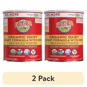 (2 pack) Earth's Best Organic Dairy Powder Baby Formula with Iron DHA & ARA, 32 oz Canister