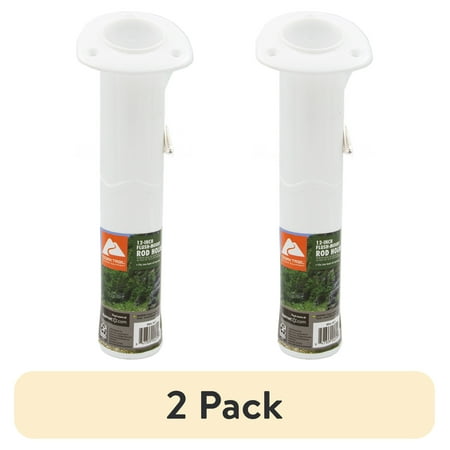 (2 pack) Ozark Trail 11-inch Flush-Mount Marine Rod Holder - White Hard molded plastic. Lightweight at .25 lb