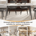 thumbnail image 2 of 62.99" Modern Artificial Stone White Pandora Curved Edge Dark Grey Metal Leg Dining Table for 6 People (Dining Table Only) - Spacious & Practical for Daily Use, 2 of 10