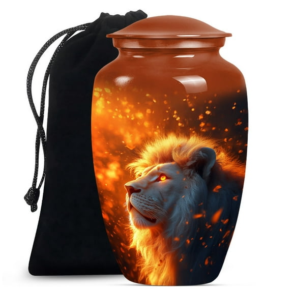 Lion Urn, Large Urns for Human Ashes, Urns for Human Ashes Adult man, Cremation Urns for Burial, Urns for Human Ashes Adult, Urn for Ashes for Women(Size - 10inch)