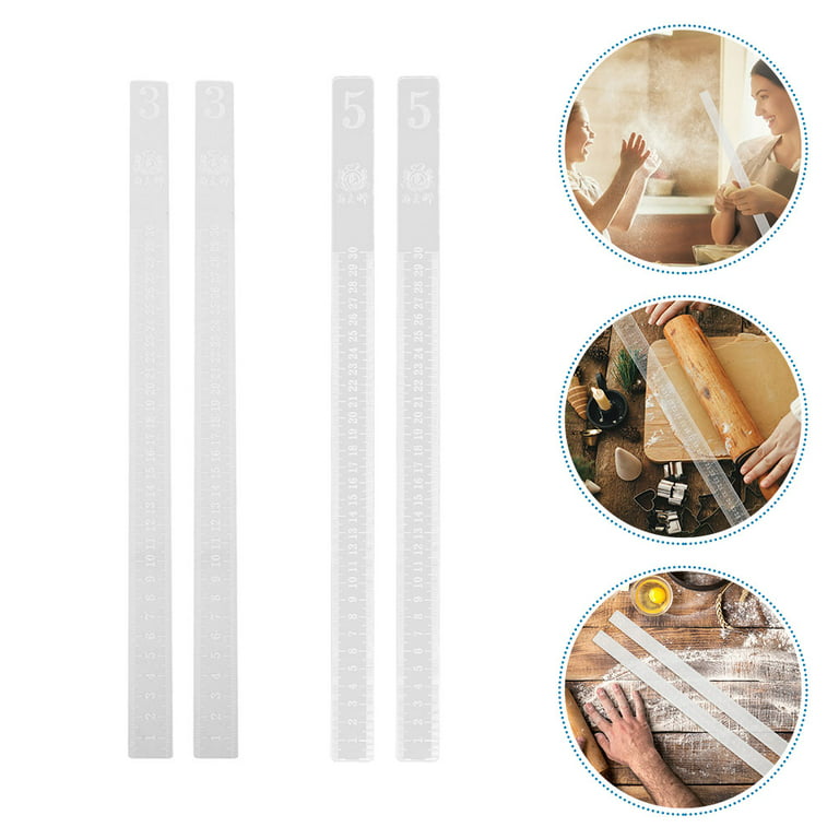 HOMSFOU 2pcs Biscuit Balance Adjustable Rolling Dough Guides Baking Ruler  Cookie Balance Rulers French Bread Rolling Pin with Thickness Rings Baking