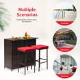 thumbnail image 7 of FDW Outdoor Furniture Set Wicker Bistro Set 3PCS Patio Bar Set with Two Stools for Patio Backyard Balcony,Red Cushion, 7 of 7