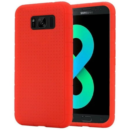 Red Samsung Telephone - insten Rugged Rubber Silicone Soft Skin Gel Case Phone Cover For Samsung Galaxy S8 Plus S8+, Red