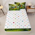 thumbnail image 4 of Homewish Green Forest Camping Zipper Full Size Comforter Sets with Fitted Sheet and 2 Pillowcases, Nature Scenery Zipper Bedding Set for Men and Women, Polka Dots Reversible, 4-Piece, 4 of 6