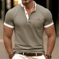 thumbnail image 2 of Handshe Men's Short-Sleeve Beefy Muscle Solid Color Blouse Tee Shirt Basic Round-Neck Blouses T-Shirts, 2 of 6