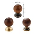 thumbnail image 3 of 2pcs Wooden & Brass Cabinet Knob Round Pull Handle Decorative Pull Smooth Surfaces Handle for Drawers & Furniture gu tong se, 3 of 4