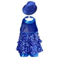 thumbnail image 2 of CHICTRY Kids Girls Modern Jazz Dance Tops with Hat Performance Competition Outfit Backless Sequins Leotard Royal Blue 14, 2 of 5