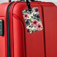 thumbnail image 5 of Black Pink Hibiscus Flowers Watercolor Faux Leather Travel Luggage Tag, 5 of 7