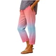 thumbnail image 2 of Hvogkswy Cotton Pants for Women Fashion Plaid Print Loose Casual Pants High Waist Straight Leg Ankle-Length Pants with Pockets, 2 of 5