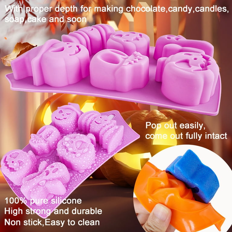 DUNCHATY Halloween Silicone Baking Molds - 3PCS, Nonstick Pumpkin Molds,  Perfect for Making Ice Cube, Chocolate, Cupcakes