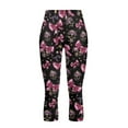 thumbnail image 4 of SCRAWLGOD Halloween Bow Skull Stars Black Women's Soft Capri Leggings with Pockets High Waist Tummy Control Crop 3/4 Leggings Slim Breathable Stretch Athletic Cropped Tights, XL, 4 of 7