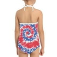 thumbnail image 5 of FOR U DESIGNS Fashion Lace up Bathing Suits Blue Red Whilpool Tie Dye Stars Girls One Piece Swimsuit Size 7-8T Quick Dry Halter Neck Swimwear, 5 of 6