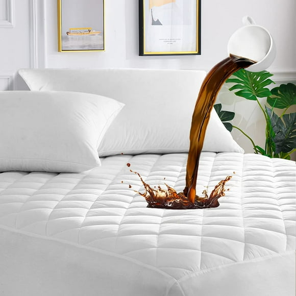 Unilibra Twin Waterproof Mattress Pad, Deep Pocket Mattress Protector Fits To 6''-19'', Fitted Quilted Mattress Cover, Soft Hollow Cotton Filling Mattress Topper, White