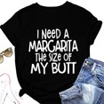 thumbnail image 2 of Camiseta informal, holgada, con cuello redondo, manga corta, estampado de letras, para oficina, color negro, talla L, transpirable, para mujer, 2 of 4
