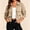 Khaki, variant on Womens Cropped Jacket Button Down Lightweight Oversized Utility Safari Anorak Coat with Pockets