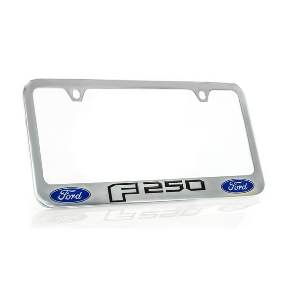 Ford F 250 Chrome Plated Brass Metal License Plate Frame Holder Wide Bottome Engraved 2 Hole