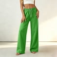 thumbnail image 5 of Women's Wide Leg Pants High Waisted Drawstring Elastic Waist Solid Color Loose Palazzo Lounge Pants with Pockets, 5 of 5