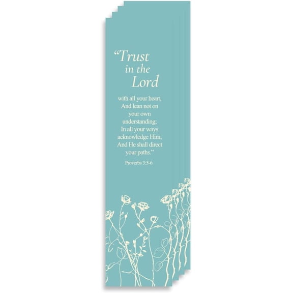 Christian Verses Bookmark | Page Marker Divider | Trust in The Lord With All Your Heart (Proverbs 3:5-6) (Pack of 4)