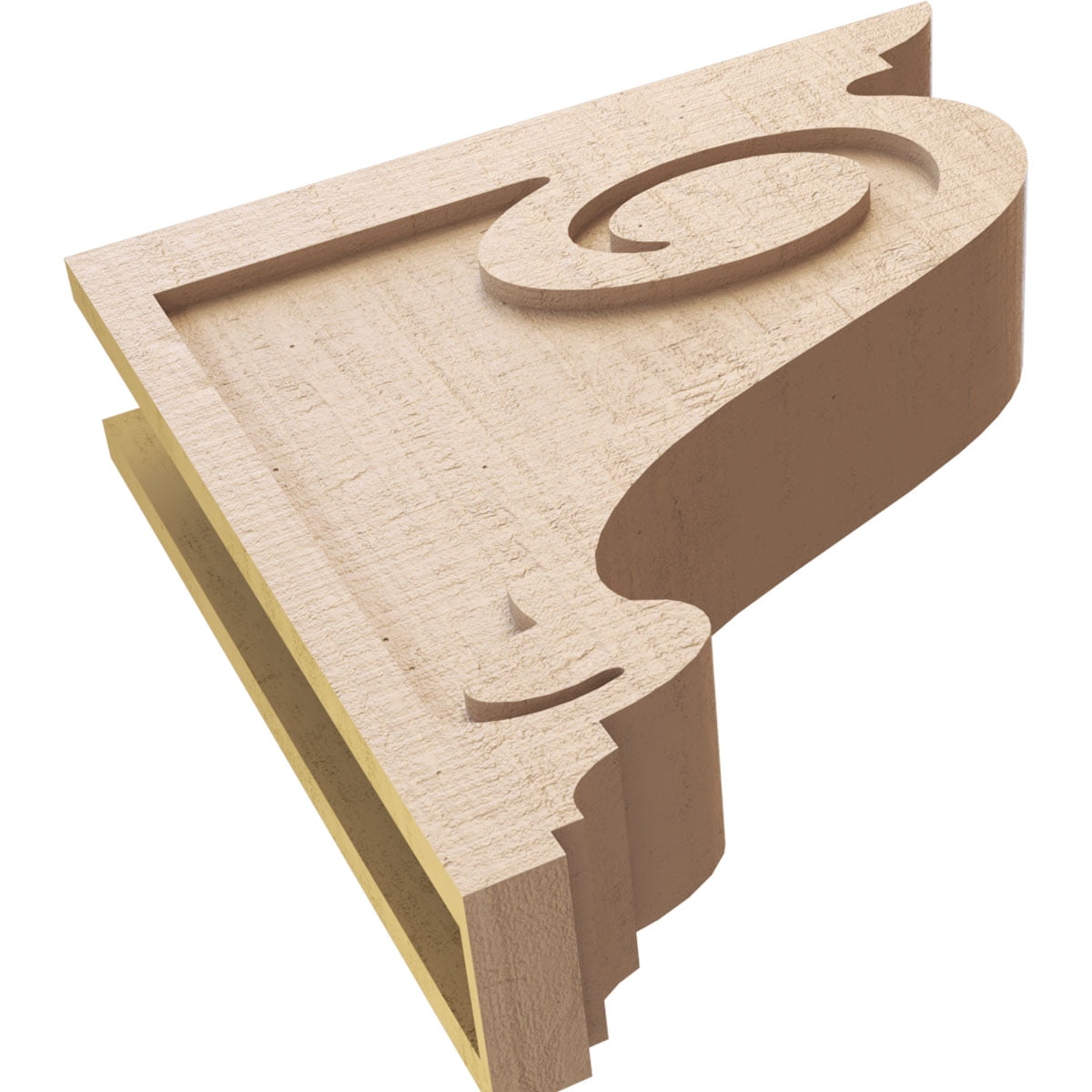 5"W x 20"D x 20"H Thin Scroll Rough Cedar Woodgrain TimberThane Corbel, Primed Tan