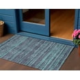 thumbnail image 2 of HomeRoots 622594 3 x 5 ft. Teal, Blue & Gray Striped Washable Transitional Indoor & Outdoor Rectangle Area Rug, 2 of 9