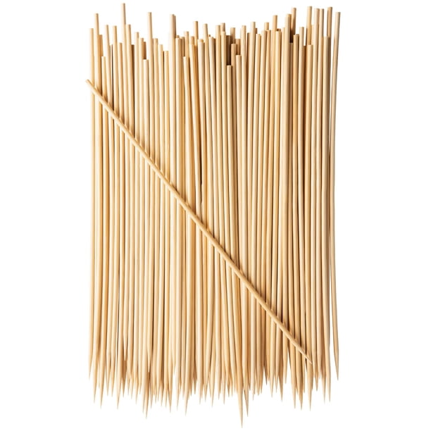 Brochetas de madera de bambú de 30 cm para asar, shish kabob (100)