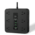 thumbnail image 1 of 1 Regleta Multicontacto Extension Usb, Con 12 Salidas Ca Y 3 Puertos Usb Malubero, Negro, 1 of 5