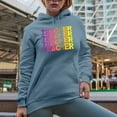 thumbnail image 2 of Teacher, School or Teaching Profession Themed, Groovy Retro Wavy Text Merch Gift, Light Blue Hooded Sweatshirt or Hoodie, Small, 2 of 5