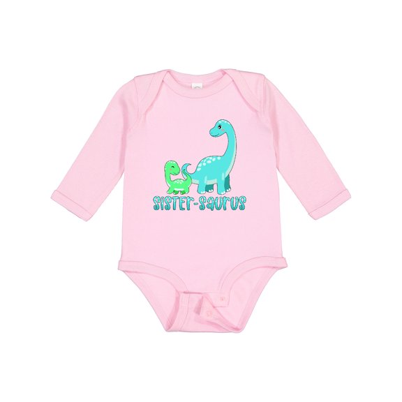 Inktastic Sister-saurus Cute Brontosaurus Family Boys or Girls Long Sleeve Baby Bodysuit