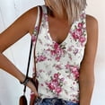 thumbnail image 2 of HNMKIU Women's Tank Tops Womens V Neck Tank Tops Summer Sleeveless Ribbed Button Casual Holiday Shirts Floral Print Blouse Tees T Shirt, 2 of 4